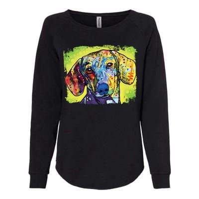 Dachshund Rainbow Dog Face Womens California Wash Sweatshirt