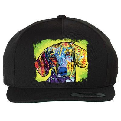 Dachshund Rainbow Dog Face Wool Snapback Cap