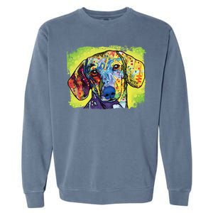 Dachshund Rainbow Dog Face Garment-Dyed Sweatshirt