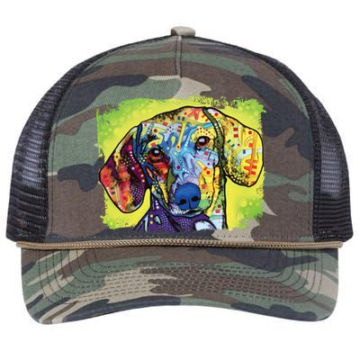 Dachshund Rainbow Dog Face Retro Rope Trucker Hat Cap