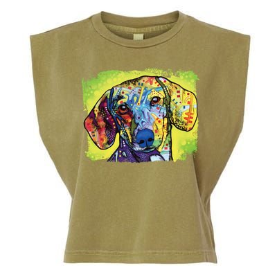 Dachshund Rainbow Dog Face Garment-Dyed Women's Muscle Tee