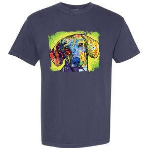 Dachshund Rainbow Dog Face Garment-Dyed Heavyweight T-Shirt