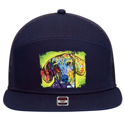 Dachshund Rainbow Dog Face 7 Panel Mesh Trucker Snapback Hat