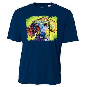 Dachshund Rainbow Dog Face Cooling Performance Crew T-Shirt