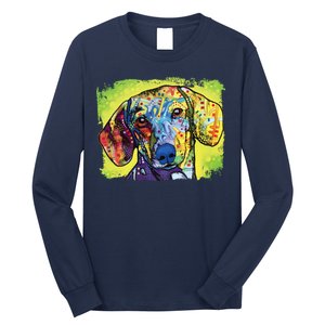 Dachshund Rainbow Dog Face Long Sleeve Shirt