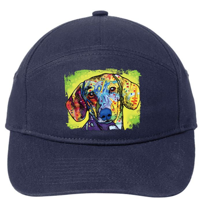 Dachshund Rainbow Dog Face 7-Panel Snapback Hat