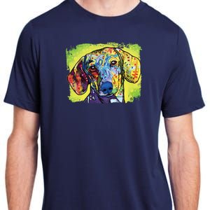 Dachshund Rainbow Dog Face Adult ChromaSoft Performance T-Shirt