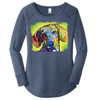 Dachshund Rainbow Dog Face Women's Perfect Tri Tunic Long Sleeve Shirt