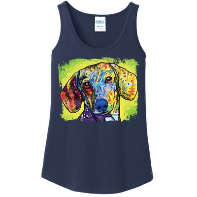 Dachshund Rainbow Dog Face Ladies Essential Tank