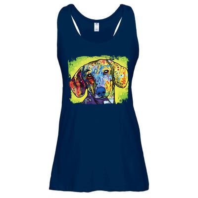 Dachshund Rainbow Dog Face Ladies Essential Flowy Tank