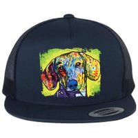 Dachshund Rainbow Dog Face Flat Bill Trucker Hat