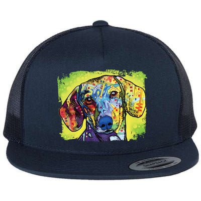 Dachshund Rainbow Dog Face Flat Bill Trucker Hat