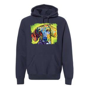 Dachshund Rainbow Dog Face Premium Hoodie