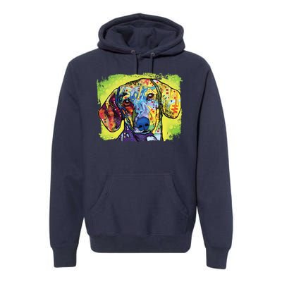 Dachshund Rainbow Dog Face Premium Hoodie