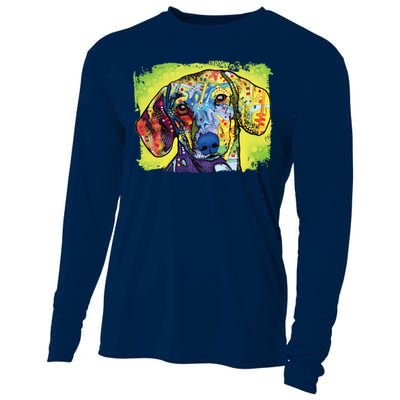 Dachshund Rainbow Dog Face Cooling Performance Long Sleeve Crew