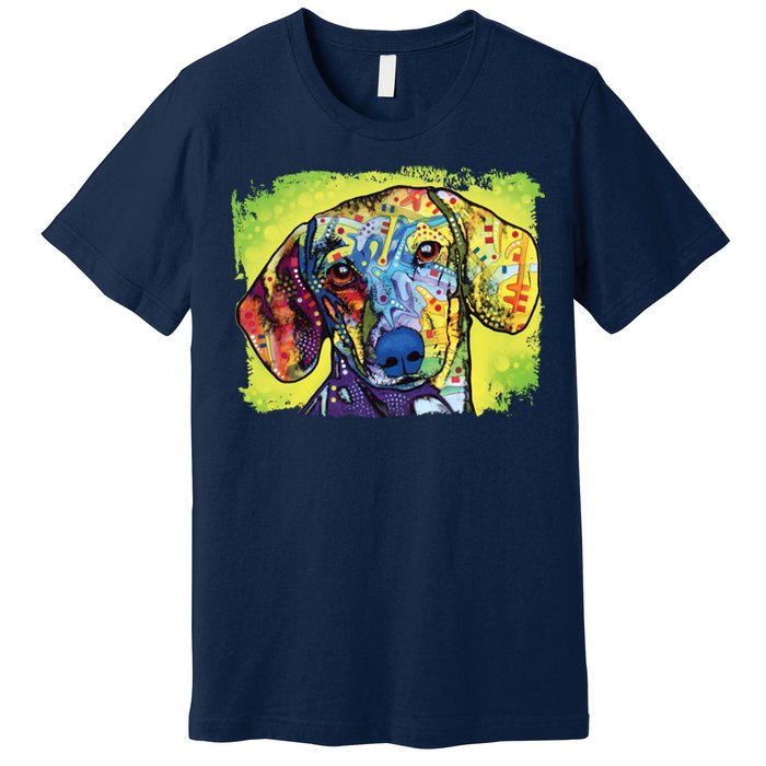 Dachshund Rainbow Dog Face Premium T-Shirt