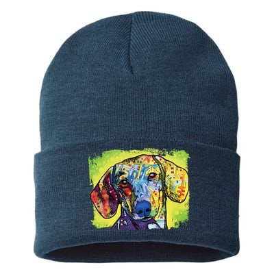 Dachshund Rainbow Dog Face Sustainable Knit Beanie