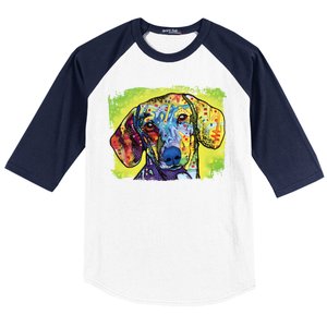 Dachshund Rainbow Dog Face Baseball Sleeve Shirt