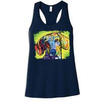 Dachshund Rainbow Dog Face Women's Racerback Tank