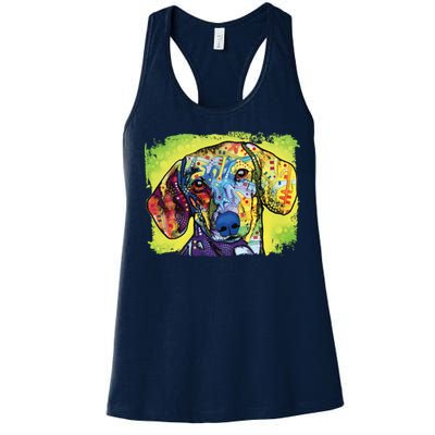 Dachshund Rainbow Dog Face Women's Racerback Tank