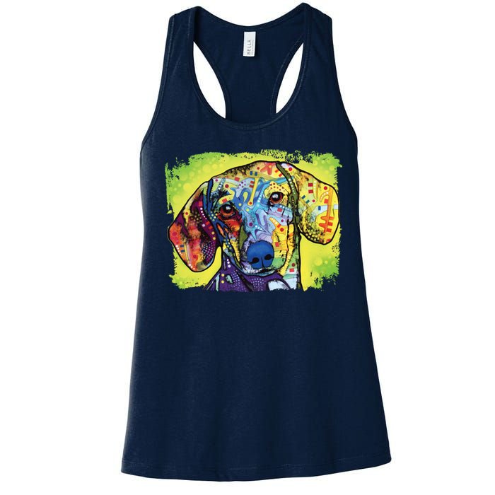 Dachshund Rainbow Dog Face Women's Racerback Tank