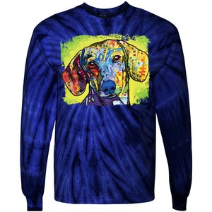 Dachshund Rainbow Dog Face Tie-Dye Long Sleeve Shirt