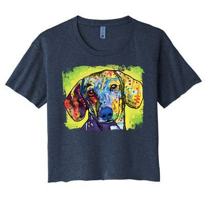 Dachshund Rainbow Dog Face Women's Crop Top Tee