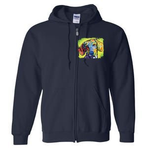 Dachshund Rainbow Dog Face Full Zip Hoodie