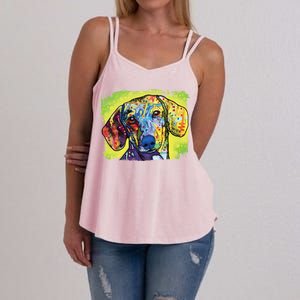 Dachshund Rainbow Dog Face Women's Strappy Tank