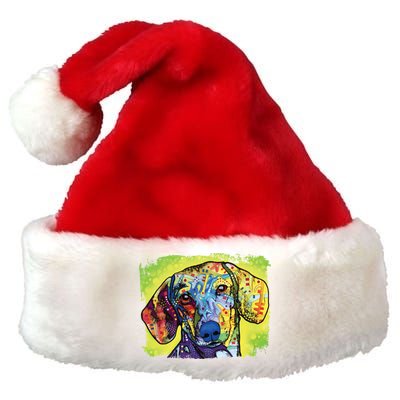 Dachshund Rainbow Dog Face Premium Christmas Santa Hat