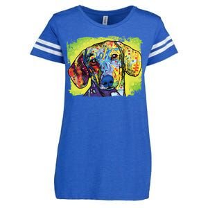 Dachshund Rainbow Dog Face Enza Ladies Jersey Football T-Shirt