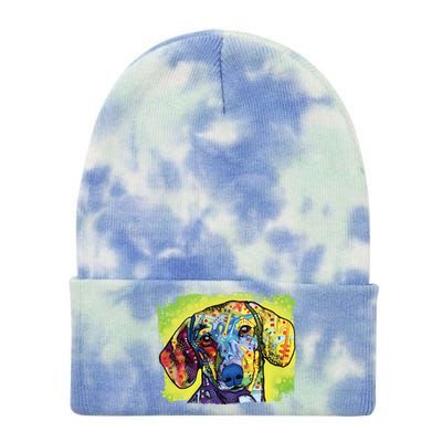 Dachshund Rainbow Dog Face Tie Dye 12in Knit Beanie