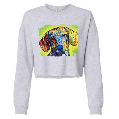 Dachshund Rainbow Dog Face Cropped Pullover Crew