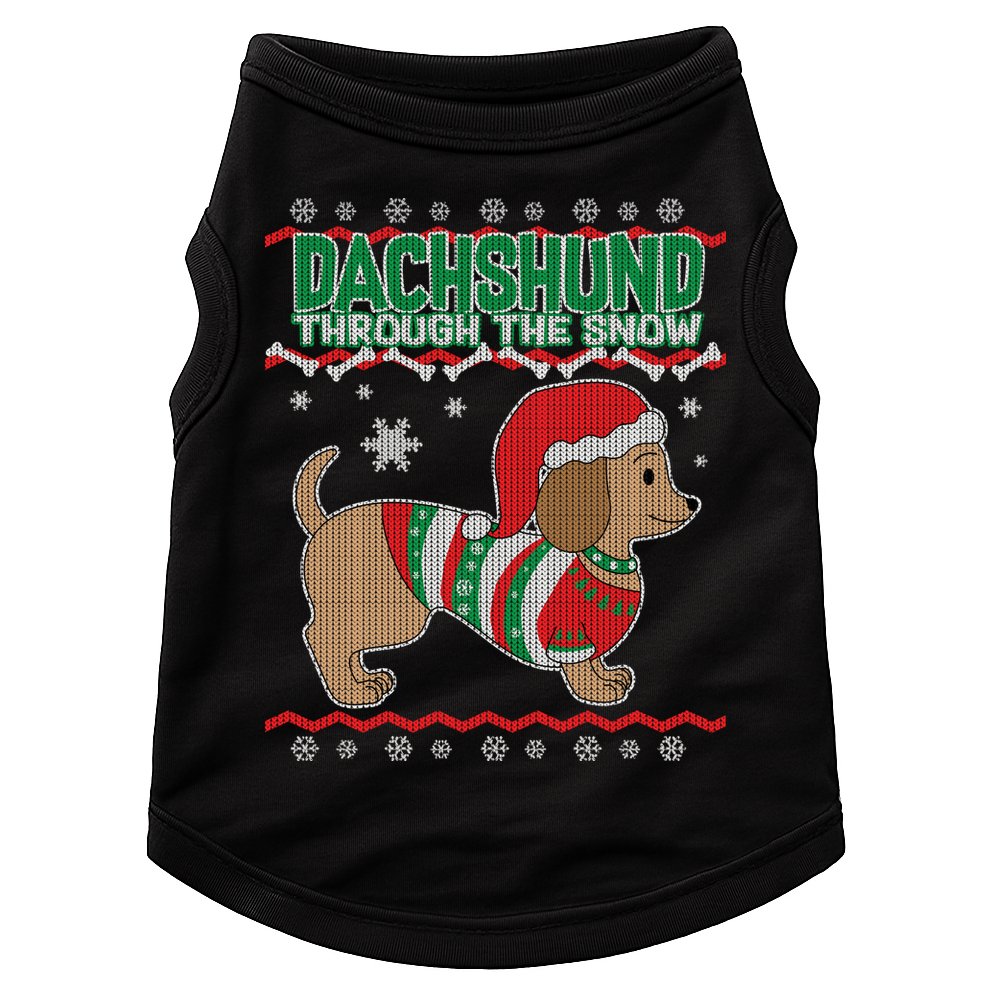 Dachshund Through The Snow Ugly Christmas Doggie Tank
