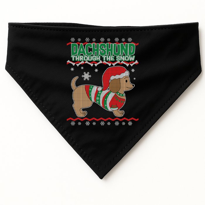 Dachshund Through The Snow Ugly Christmas USA-Made Doggie Bandana