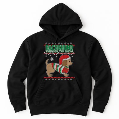 Dachshund Through The Snow Ugly Christmas Hoodie