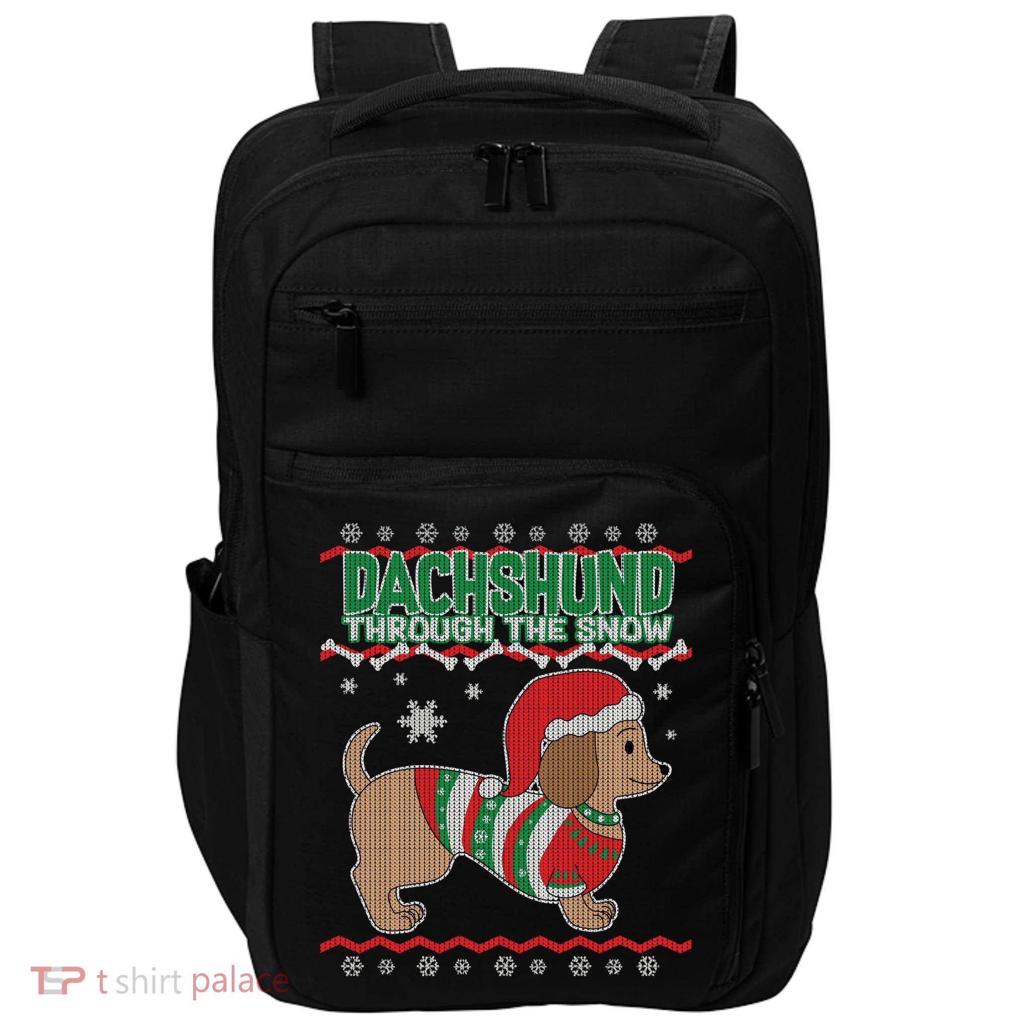 Dachshund Through The Snow Ugly Christmas Impact Tech Backpack