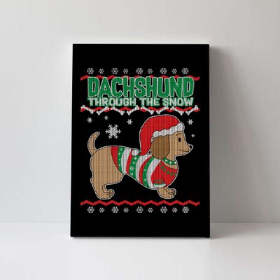 Dachshund Through The Snow Ugly Christmas Canvas