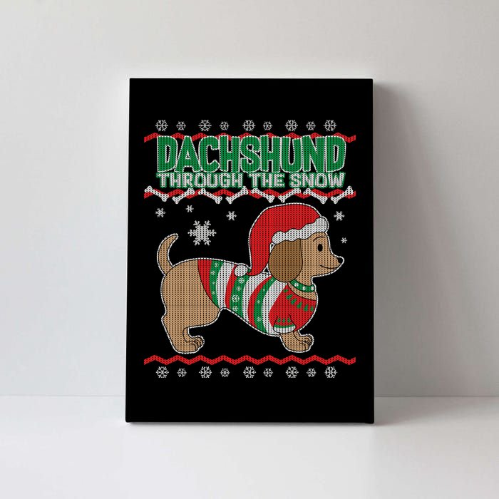 Dachshund Through The Snow Ugly Christmas Canvas