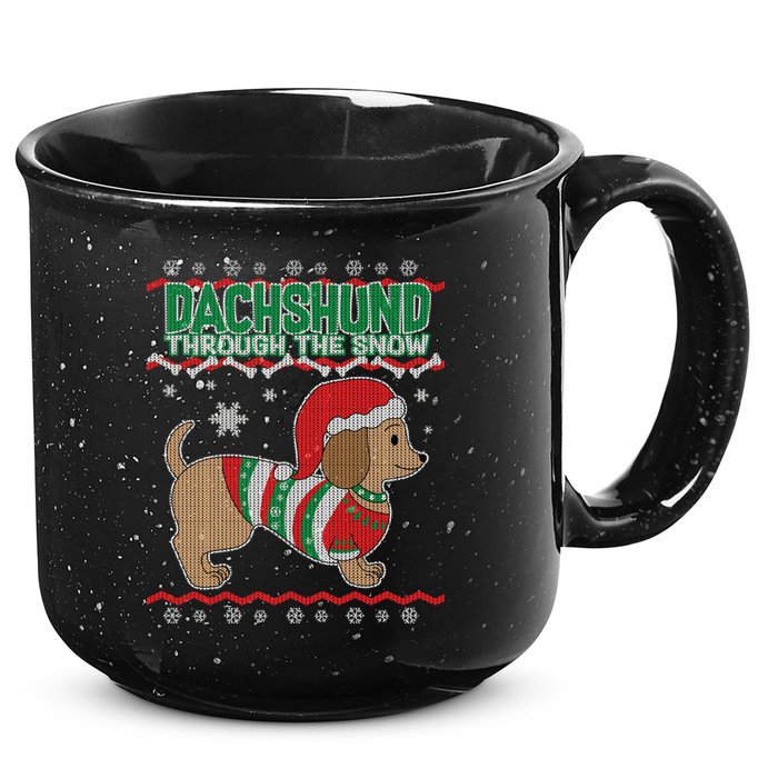 Dachshund Through The Snow Ugly Christmas 15oz Campfire Ceramic Mug