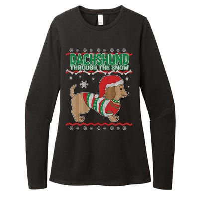 Dachshund Through The Snow Ugly Christmas Womens CVC Long Sleeve Shirt