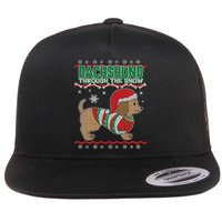Dachshund Through The Snow Ugly Christmas Flatbill Hat