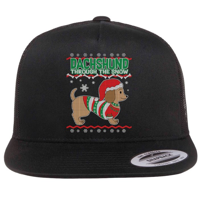 Dachshund Through The Snow Ugly Christmas Flatbill Hat