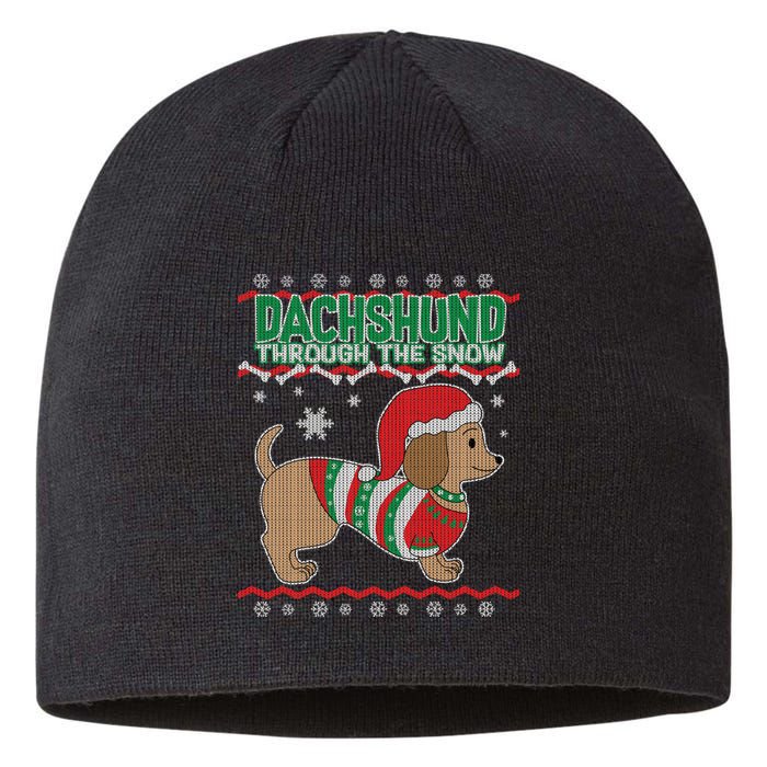 Dachshund Through The Snow Ugly Christmas Sustainable Beanie