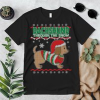 Dachshund Through The Snow Ugly Christmas Premium T-Shirt