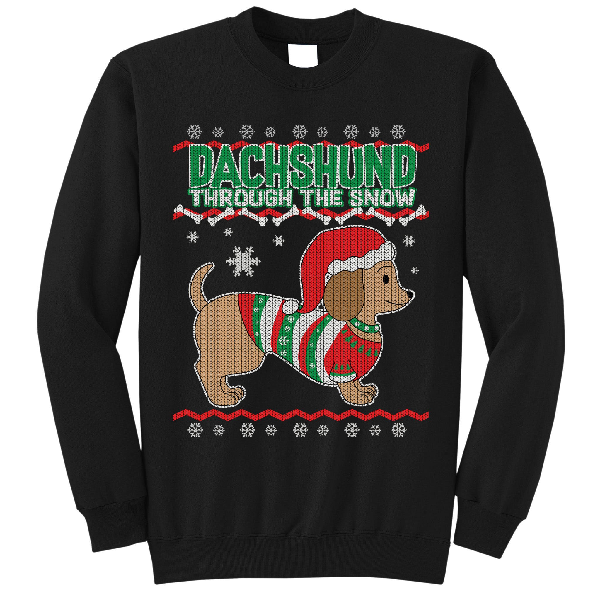 Dachshund Through The Snow Ugly Christmas Tall Sweatshirt