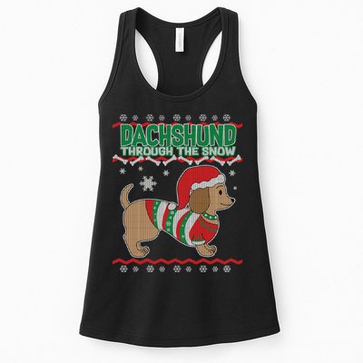 Dachshund Through The Snow Ugly Christmas Womens Tank Top