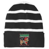 Dachshund Through The Snow Ugly Christmas Striped Beanie with Solid Band