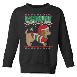 Dachshund Through The Snow Ugly Christmas Toddler Sweatshirt