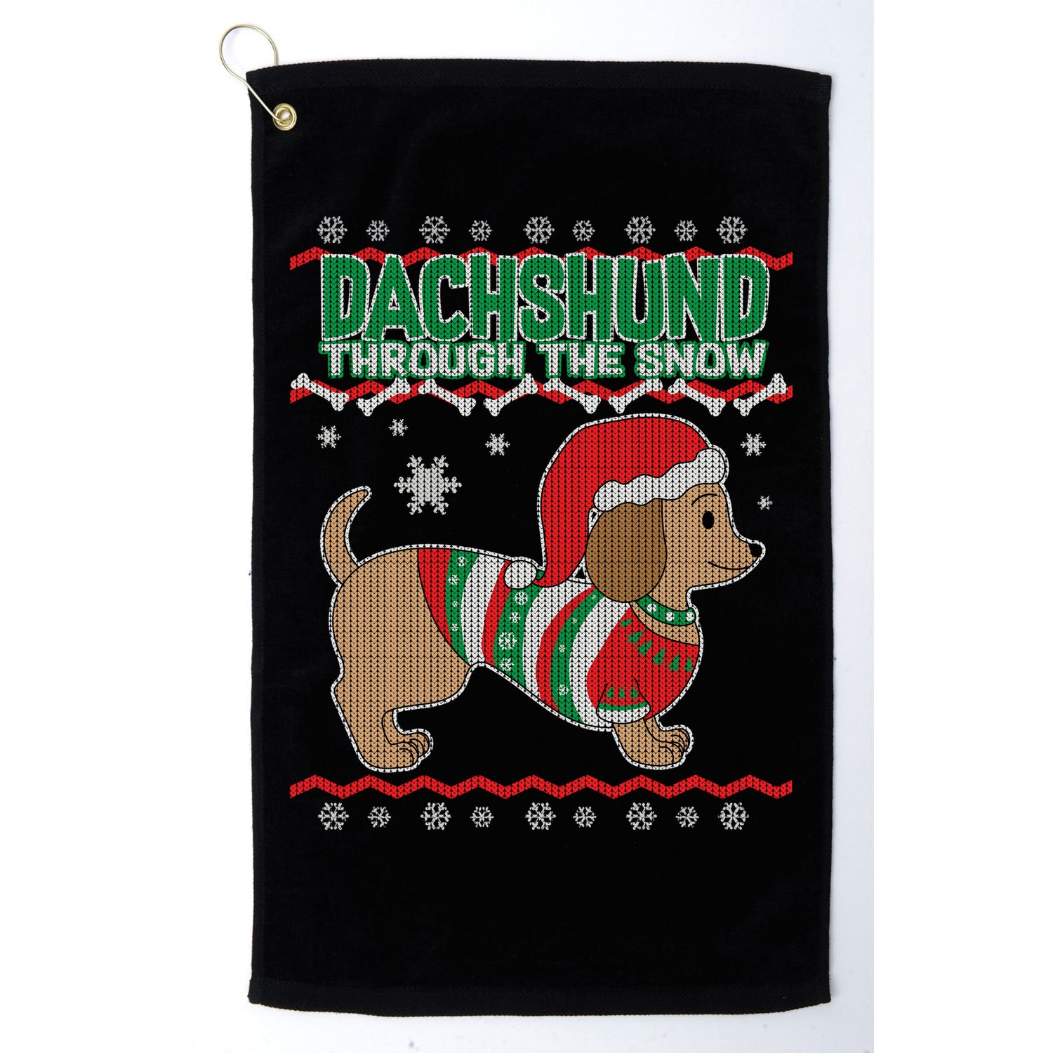 Dachshund Through The Snow Ugly Christmas Golf Towel